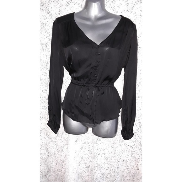 NWT Chaser Sz M Open Slit Sleeve Cinched Waist Top Blouse - Picture 1 of 9